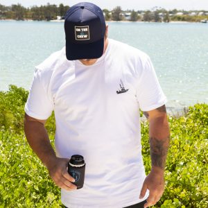 281A8047 Fishing and lifestyle clothing. On The Chew <p style="text-align: center;">[button size="medium" style="secondary" text="click to get it in black" link="https://onthechew.com.au/product/in-the-box-patch-snapback-black/"]</p> $34.99