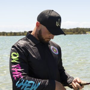 281A8113 scaled Fishing and lifestyle clothing. On The Chew <ul class="mybullet"> <li>Custom polyester blend for total comfort</li> <li>Soft & smooth 4-way stretch</li> <li>Ventilated for ultimate breathability</li> <li>Moisture wicking & fast drying</li> <li>UPF 50+ sun protection with collar</li> <li>Please note that due to variations amongst screens and photo lighting, actual colours may vary</li> </ul> <p style="text-align: center;">[button size="medium" style="secondary" text="Click to get retro led in a TEE" link="https://onthechew.com.au/product/retro-led-tee/"]</p> $69.99