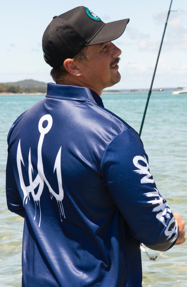 281A8132 edited scaled Fishing and lifestyle clothing. On The Chew <ul class="mybullet"> <li>Custom polyester blend for total comfort</li> <li>Soft & smooth 4-way stretch</li> <li>Ventilated for ultimate breathability</li> <li>Moisture wicking & fast drying</li> <li>UPF 50+ sun protection with collar</li> <li>Please note that due to variations amongst screens and photo lighting, actual colours may vary</li> </ul> <p style="text-align: center;">[button size="medium" style="secondary" text="Click to get Drippin' in a navy TEE" link="https://onthechew.com.au/product/drippin-tee-navy/"]</p> <p style="text-align: center;">[button size="medium" style="secondary" text="Click to get Drippin' in a black TEE" link="https://onthechew.com.au/product/drippin-tee-black/"]</p> $69.99