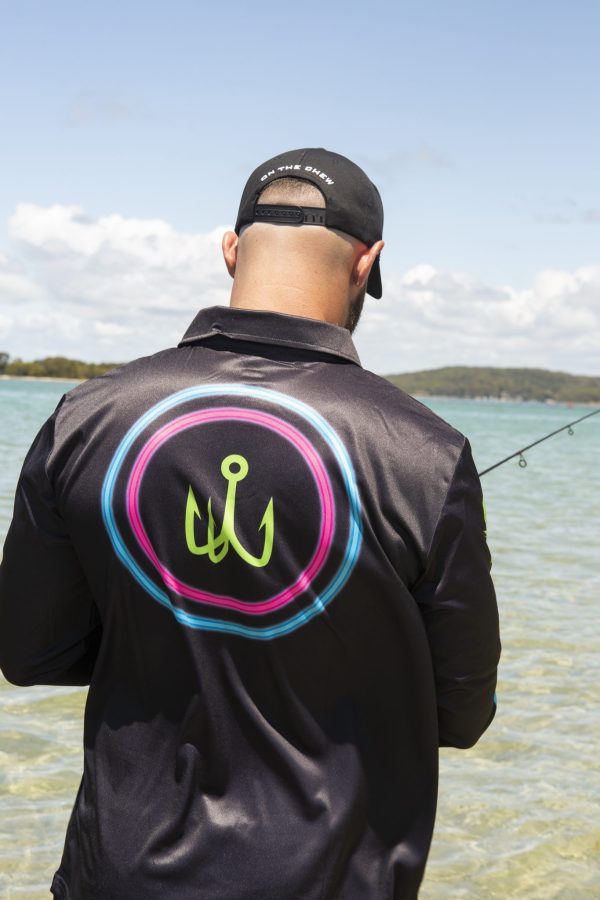 original 7 Fishing and lifestyle clothing. On The Chew <ul class="mybullet"> <li>Custom polyester blend for total comfort</li> <li>Soft & smooth 4-way stretch</li> <li>Ventilated for ultimate breathability</li> <li>Moisture wicking & fast drying</li> <li>UPF 50+ sun protection with collar</li> <li>Please note that due to variations amongst screens and photo lighting, actual colours may vary</li> </ul> <p style="text-align: center;">[button size="medium" style="secondary" text="Click to get retro led in a TEE" link="https://onthechew.com.au/product/retro-led-tee/"]</p> $69.99